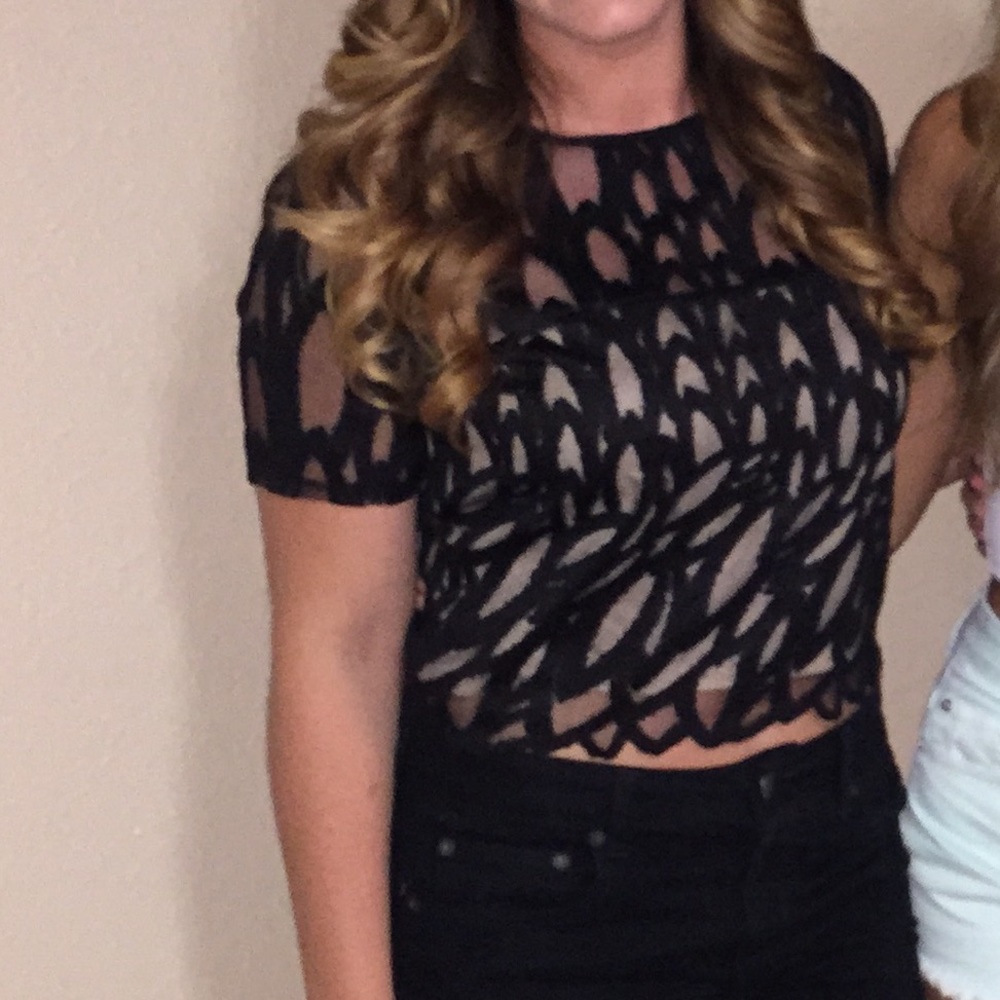 Black and Beige Boutique Crop Top